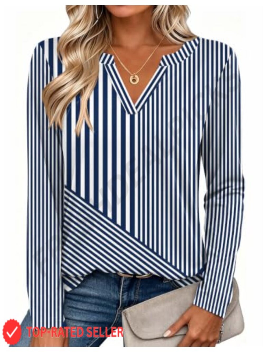 Women's Long Sleeve V-Neck Tee Shirts Casual Regular Fit Stretchy